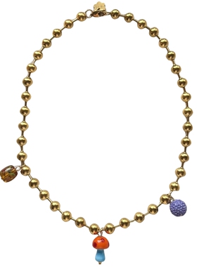 钛钢圆珠链条项链琉璃蘑菇