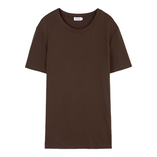 简约栗色短袖男T-shirt修身柔软舒适透气百搭纯色上衣男士圆领T恤
