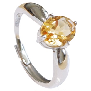 天然黄水晶戒指女轻奢高级感2025新款食指戒指S925银镶嵌宝石戒指