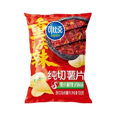 【张新成推荐】可比克纯切薯片重庆麻辣火锅味100g解馋小零食袋装