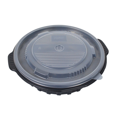 酸菜鱼打包盒圆形一次性2000ml黑色带盖麻辣烫盒小龙虾大容量餐盒