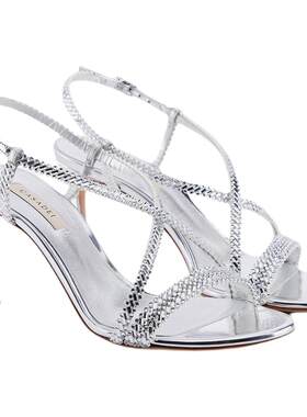 CASADEI/卡桑蒂【26新品】Josephine交叉绑带高跟凉鞋 水钻装饰