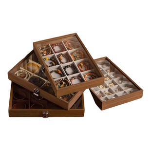 文玩手串收纳盒大容量首饰水晶手镯手链佛珠木纹盒子精致展示专用