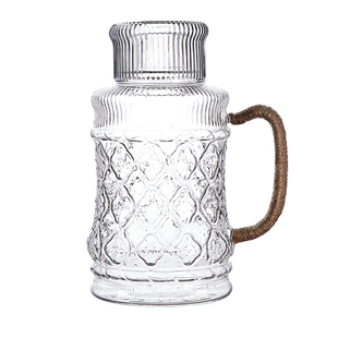 复古麻绳玻璃冷水壶耐高温家用凉水壶杯子套装高颜值泡茶壶大容量