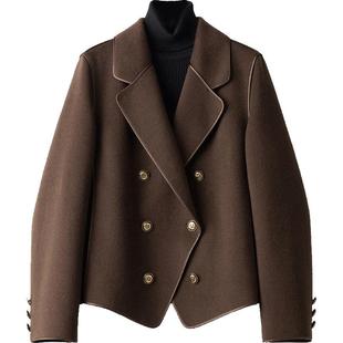 BXV复古小个子澳洲羊毛大衣女2025秋季新款英伦风双面羊绒短外套