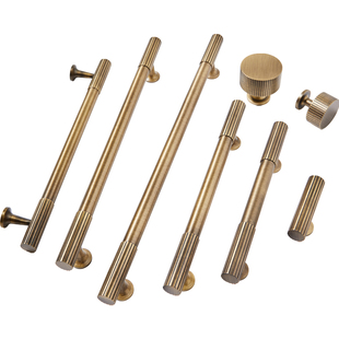 呈顶极简大衣柜门黄铜长拉手现代简约复古铜色抽屉橱柜子厨房把手