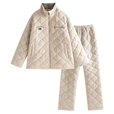 睡衣女冬珊瑚绒加棉三层加厚加棉