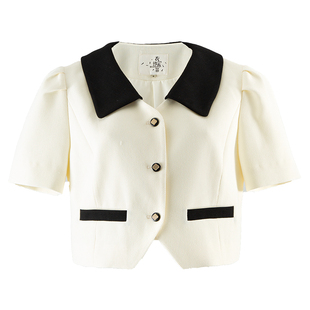 衣纱布菲山雨 小香风短外套女新款高端夏季翻领修身时尚气质