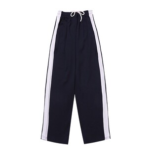 校服裤子一条杠宽白边直筒宽松一道杠初高中学生运动校裤夏季薄款
