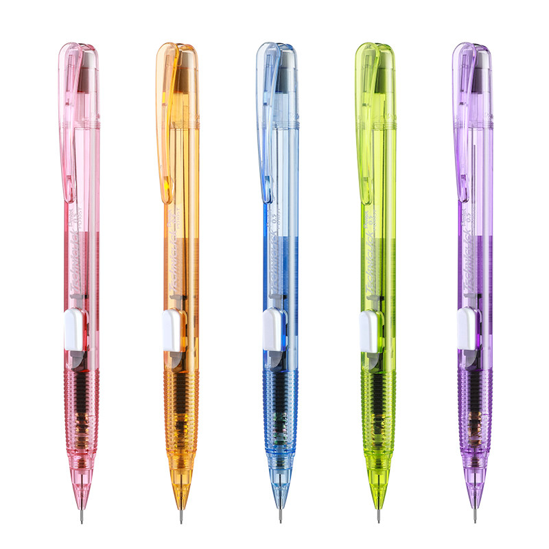 日本Pentel派通自动铅笔0.5透明侧按式奶油色系纯色简约PD105T自动笔小学生专用二年级活动铅笔儿童铅笔