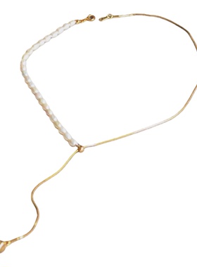 法式气质珍珠拼接可调节项链吊坠