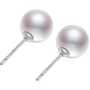 黛米珠宝 S925银无核珍珠耳钉圆形素钉耳饰媲美akoya光耳环SSS