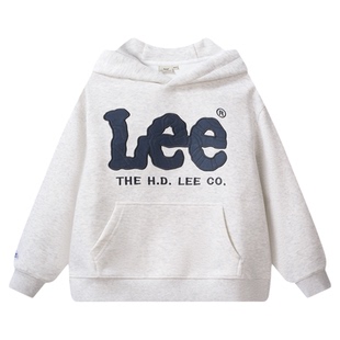 Lee kids男女童装连帽圆领套头卫衣秋冬字母休闲百搭基础长袖上衣