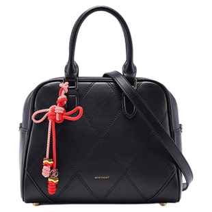 梦特娇女包2025新款时尚绳结手提包羊皮百搭菱格轻奢斜挎包枕头包