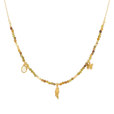 LAZY CIRCLES鹦鹉与蝴蝶指南针圆牌吊坠项链女细巧百搭精致锁骨链