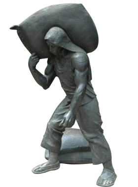 大型码头雕塑定制搬运货物工人劳动塑像玻璃钢铸铜石雕艺术品摆件