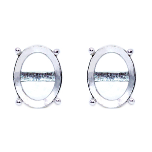 925银简单四爪耳钉空托代加工宝石镶嵌18k金耳钉托4*6-10*12mm