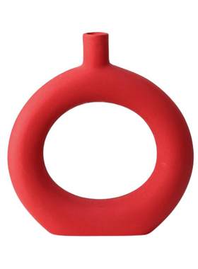 新婚喜庆红色陶瓷花瓶客厅