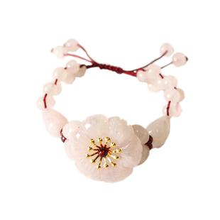 纯然饰品粉晶桃花运手链女腕链配饰小清新石榴石手串玉石编织复古