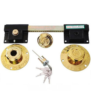 大门锁木门铁门双开门双扇门大门锁防盗门锁老式齿条锁插销大门锁