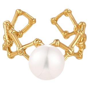 Rainy and Cloudy情人结｜方胜纹开口珍珠戒指 方胜纹珍珠细戒指