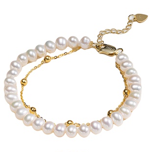 欧诗漫baby珠手链女强光天然淡水珍珠双层手链小米珠手环金风玉露