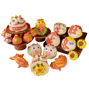 醒狮周岁馒头抓周花馍宝宝生日胶东花饽饽儿童面点婴儿百岁宴馍馍