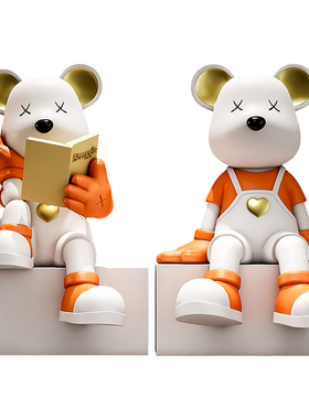 创意小熊书挡桌面摆件