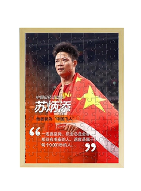 亚洲飞人苏炳添运动员木质拼图