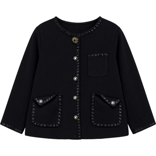 DM100大码百分百女装微胖mm冬季气质重工花边夹棉圈圈羊毛呢外套