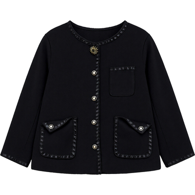 DM100大码百分百女装微胖mm冬季气质重工花边夹棉圈圈羊毛呢外套