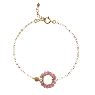 TYUSHA天然粉碧玺项链吊坠水晶桃花14K包金锁骨项链手链2022新款