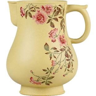 高端 立体泥绘宜兴紫砂公道杯名家纯手工分茶器原矿段泥 繁花公杯