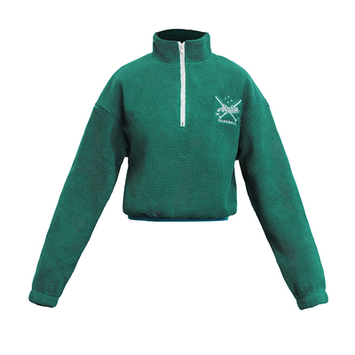 Alpha摇粒绒半拉链套头衫 美式复古绿色保暖运动休闲潮流长袖卫衣