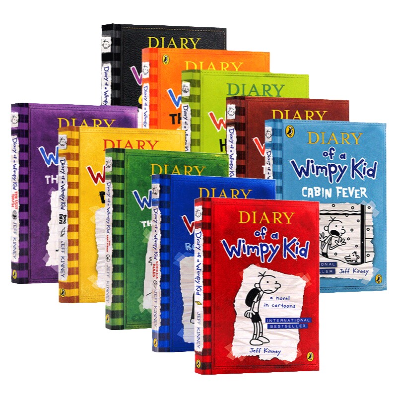 小屁孩日记英文版 英文原版小说全套 Diary of a Wimpy Kid 1-10册课外读物章节书进口原版英语幽默儿童漫画 美国初中小学生故事书