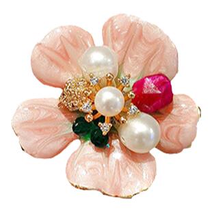 滴油粉色淡水珍珠花朵胸针高档女气质西装胸花小众设计感别针配饰