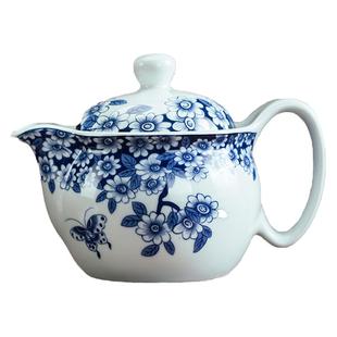 茶壶泡茶家用陶瓷功夫单壶大容量带过滤网提梁餐厅饭店青花凉水壶