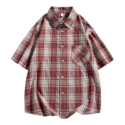 日系cityboy格子短袖衬衫男女款