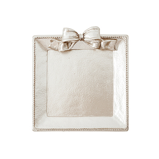 金银色蝴蝶结树脂托盘首饰碟戒指项链收纳盘饰品拍照摄影背景道具