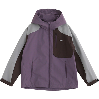 诺诺公主S1N 初中生户外运动服女春秋加厚青少年连帽拼色休闲外套