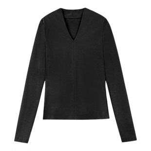 利达 NEW DADADA【云蓝】浅蓝色V领针织长袖T恤女时尚气质上衣女