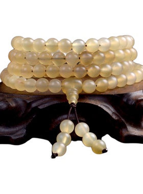 纳悟天然羊角多圈手串温润如玉