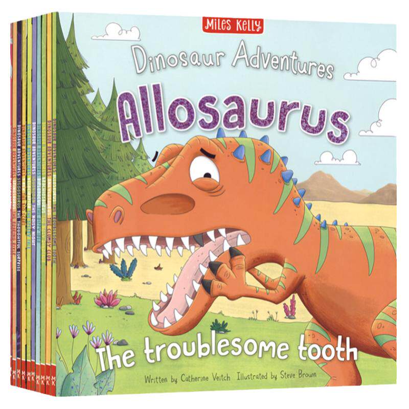 英文原版绘本Dinosaur Adventures 恐龙冒险故事10册 情商管理 品行管理 儿童英语晚安故事 亲子绘本英语读物 进口原版 赠音频