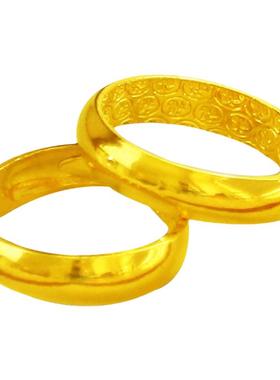 创缘镀黄金戒指男学生光面活口