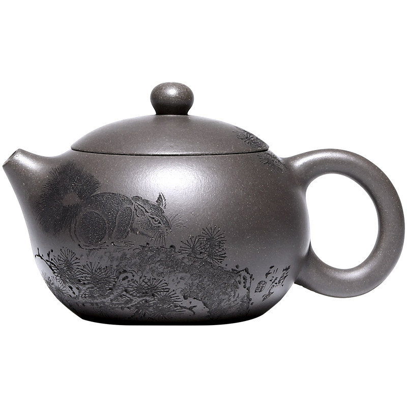和泥有缘复古紫砂手工刻绘茶壶