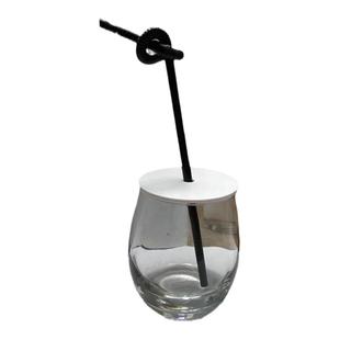 免费私人定制店名LOGO 美发杯带黑塑料盖杯透明耐热茶水杯玻璃杯