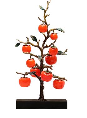 事事柿柿如意珐琅彩柿子发财树摆件客厅办公室装饰品乔迁新居礼品