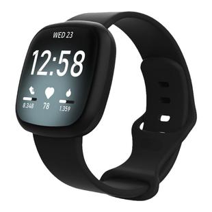 适用fitbit versa3/4硅胶表带sense菲比智能手表腕带运动手环官方款按扣洞洞透气孔替换表链非原装男女时尚潮