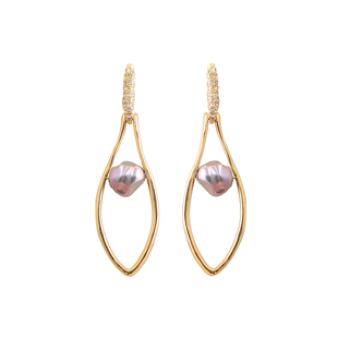 鬼才设计耳钉新款轻奢高级感气质满钻珍珠耳环潮时尚椭圆红色水滴