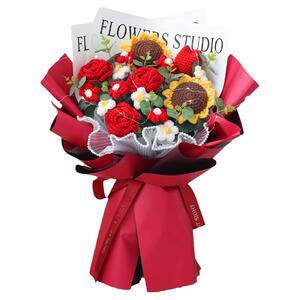 永生花生日礼物向日葵玫瑰花束成品针织毛线花送女友创意礼品走心